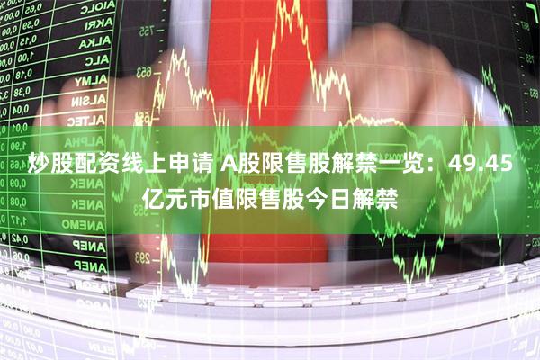 炒股配资线上申请 A股限售股解禁一览：49.45亿元市值限售股今日解禁