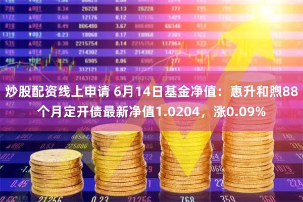 炒股配资线上申请 6月14日基金净值：惠升和煦88个月定开债最新净值1.0204，涨0.09%