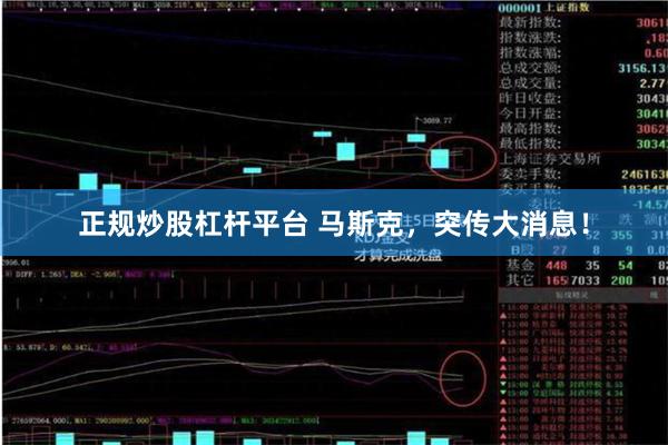 正规炒股杠杆平台 马斯克，突传大消息！